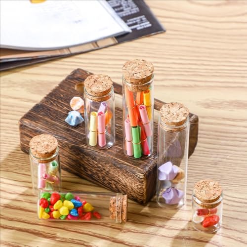 6 Pcs Empty Transparent Test Tube Glass Bottle Vials With Cork Stopper, Clear Glass Bottles Jars for Wedding Favors Art Crafts DIY (22x30x17mm 0.17 OZ)