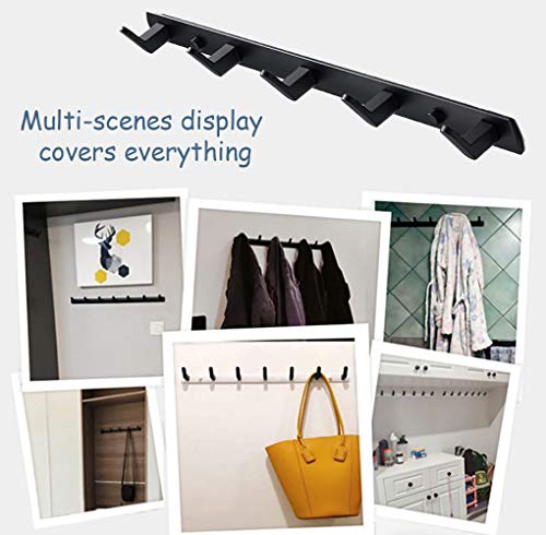 Wall Mounted Coat Rack, 7 Hooks, 25.7"x1.3", Modern, Black - size: 7 Hooks