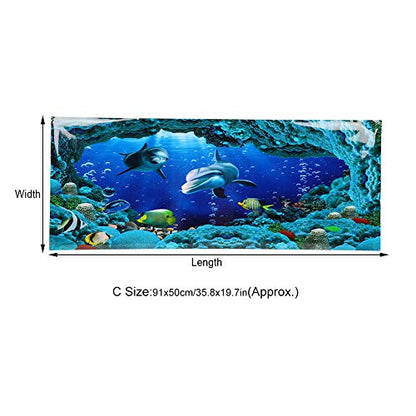 Sea World Aquarium Background, PVC Adhesive Double Sided Poster Sticker Fish Decoration(91x50cm)