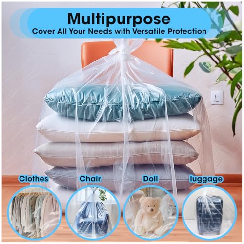 Besti Large Clear Plastic Bags – 10-Pcs 32x48-inch Extra Large Storage Bags – Packing Bags for Suitcases, Luggage, Large Items – Heavy-Duty Moving Bags for Protection and Storage