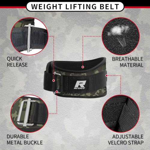 RitFit Weight Lifting Belt 6 Inch for Squats Deadlift Strength Training - color: Camo Green, size: S(26"-32")