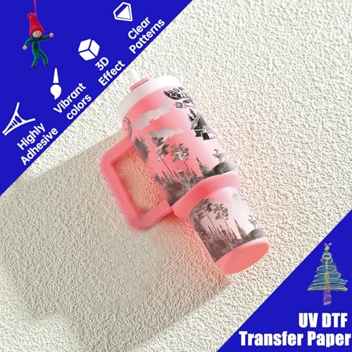 6 PCS Deer UV DTF Cup Wrap for 40 oz Glass Table Bottles High Viscosity Self-Adhesive Stickers - style: Deer