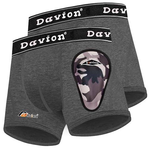 Davion 2-Pack Baseball Cup Youth Boys Underwear with kids Soft Athletic Cup - color: Dark Grey-2pack, size: Large