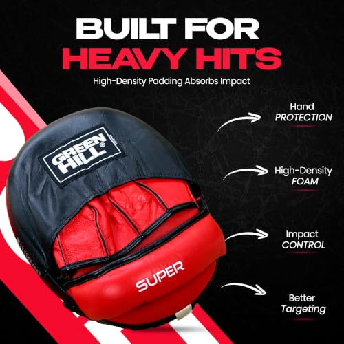 Green Hill Curved Boxing Focus Mitts for MMA, Muay Thai & Boxing - color: 5014 RED/BLACK