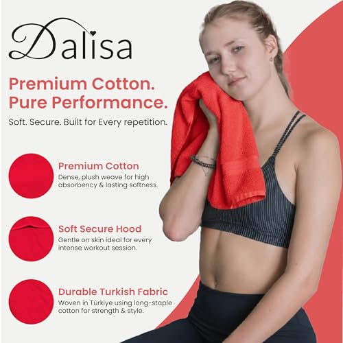 Dalisa Bench Hood Gym Towel, 100% Turkish Cotton, Non-Slip, Red - color: Red