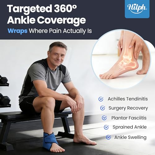 Hilph Ankle Ice Pack Wrap for Swelling, Gel Cold Pack for Ankle Sprained | Easy to Wear, Reusable Hot Cold Compress for Surgery Recovery, Plantar Fasciitis, Foot Pain Relief, Achilles Tendonitis, Blue