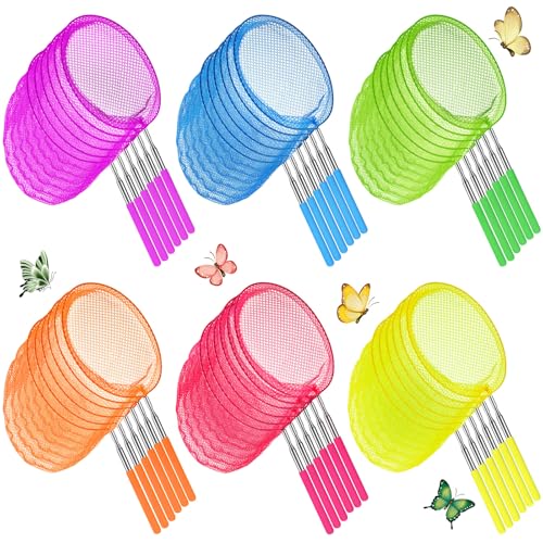 Kids Telescopic Butterfly Fishing Nets Colorful Bug Catching Nets Outdoor Tools for Catching Butterfly Insects Bug Fish Ladybird, Extendable from 6.5 Inch to 34 Inch