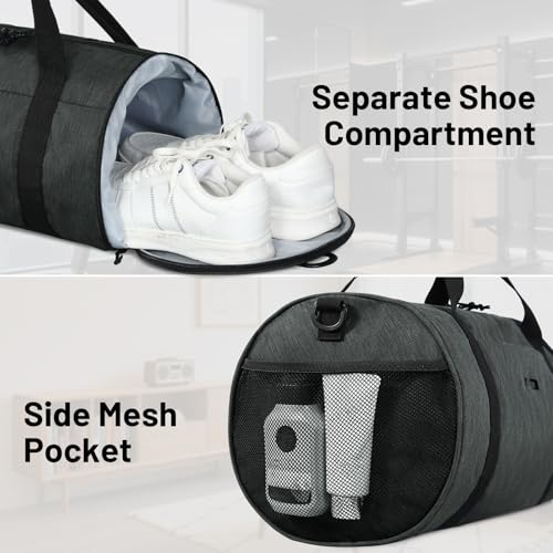 MIER Small Gym Duffle Bag with Shoe Compartment & Wet Pocket, 24L,Gray - color: dark grey, size: 24L