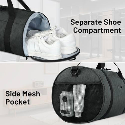 MIER Small Gym Duffle Bag with Shoe Compartment & Wet Pocket, 24L,Gray - color: dark grey, size: 24L