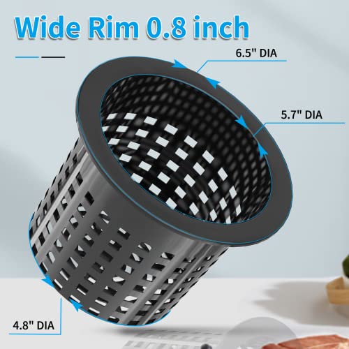 6 Inch Net Cups (12 Pack), Net Pots for Hydroponics, Orchids Mesh Baskets Pots Heavy Duty Hydroponics Supplies with Wide Lip - size: 6 Inch