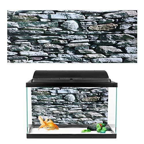 Aquarium Background Poster Fish PVC Sticker Stonewalling Pattern Self Adhesive Wallpaper Aquarium Glass Sticker Decorative (61 * 30cm)
