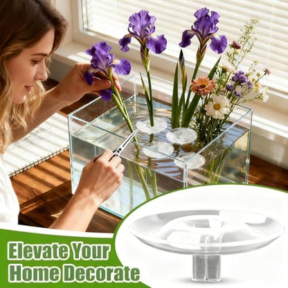 10PCS Floating Floral Arrangement Holder, Innovative Floating Flower Display Stand, Clear Acrylic Floating Flower Bowl Stem Holder for Fish Tanks Table Hom Decor,(5PCS Small and 5 PCS Large)