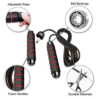 Redify Adjustable Jump Rope,Jump Ropes for Fitness for Men Women - color: Red,Blue