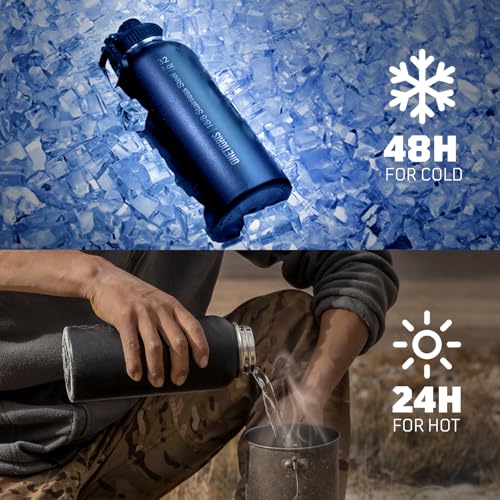 ONETIGRIS 32oz Insulated Tactical Water Bottle with Straw & MOLLE Sleeve - color: Camo
