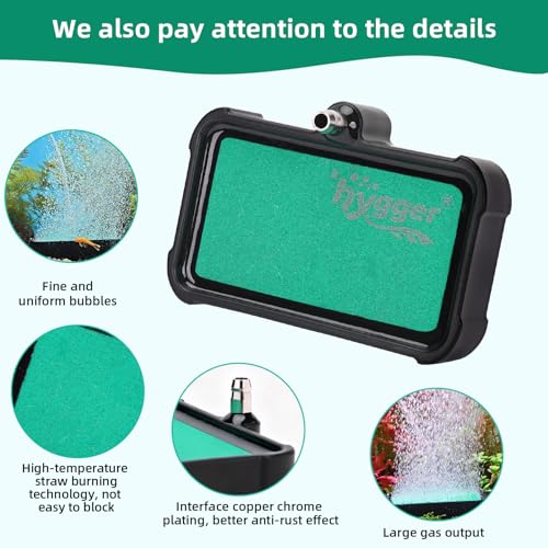 hygger Air Stone for Aquarium: High Dissolved Oxygen Diffuser Kit for Freshwater or Saltwater Fish Tank and Hydroponic Hydroponics Air Pump- 1.5W x 2L Inch 2PCS Air Bubble Stone - size: 2INCH-2PCS