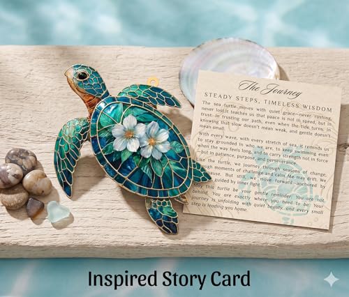 Sea Turtle Gifts for Women, Inspirational Turtle Suncatcher Window Hanging, Healing Gift, Sun Catcher for Windows - color: Sea Turtle Gifts