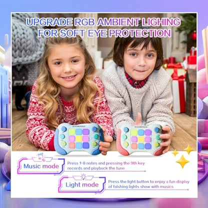 Christmas Fast Push Game Fidget Toys Handle, Upgraded Flashing Quick Press Games Pro for Kids, Speed Push Light Up Fidget Game, Educational Handheld Console Gamepad Toy for Boys Girls - style: Grey
