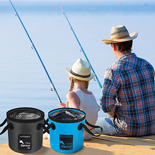2 Pack Collapsible Bucket 5 Gallon Container Folding Water Bucket Portable Wash Basin for Outdoor Travelling Camping Fishing Gardening Car Washing 20L