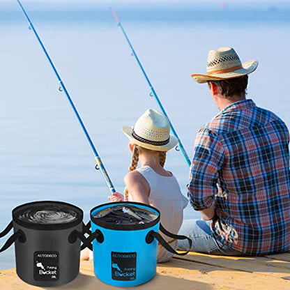 2 Pack Collapsible Bucket 5 Gallon Container Folding Water Bucket Portable Wash Basin for Outdoor Travelling Camping Fishing Gardening Car Washing 20L