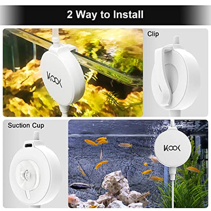Aquarium Air Pump, 1 Watt Ultra Quiet Mini Oxygen Pump, Powerful Air Aerator Kit for Fish Tank 1-15 Gallon, Including Air Pump Accessories, Back Clip and Suction Cup - color: White