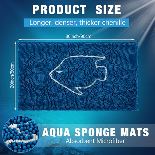 Aquarium Mat, 20x36 Inch Large Fish Tank Cleaning Pad, Super Absorbent Chenille Sponge Pad, Protects Furniture from Water & Scratches, Decorative Floor Mat for Fish Hobbyists
