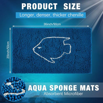 Aquarium Mat, 20x36 Inch Large Fish Tank Cleaning Pad, Super Absorbent Chenille Sponge Pad, Protects Furniture from Water & Scratches, Decorative Floor Mat for Fish Hobbyists