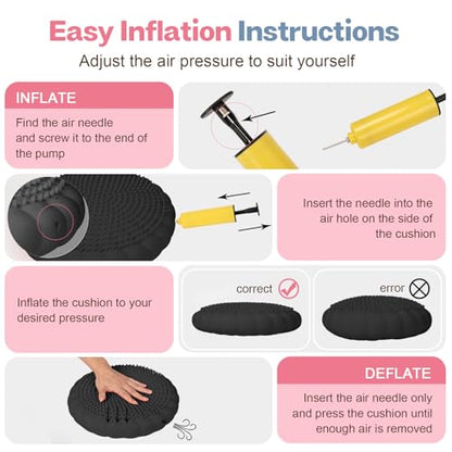kisnbld Wobble Cushion, Balance Disc with Pump, Core & Posture Training - color: 2Black