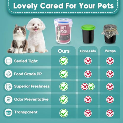 Canned Cat Food Storage Lids,Reusable Airtight Can Cover Pet Food Sealer - Keeps Dog Food Storage Container Food Fresh, Cat Food Container Eliminates Odor, Easy To Use With SUS 304 Spoon,Can Opener