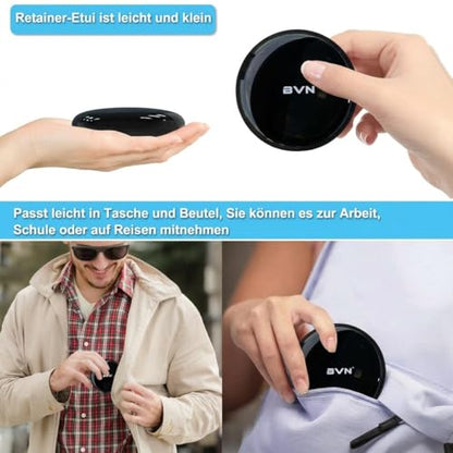 BVN Slim Retainer Case – Portable Dental Storage for Braces, Aligners & Mouth Guards | Sleek Black Protective Container for Dentures & Night Guards - size: Circular case without mirror