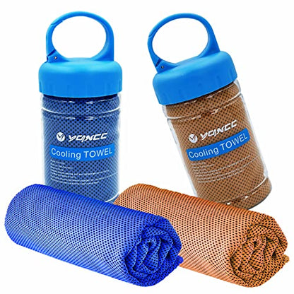 YQXCC 2 Pack Cooling Towels (47"x12"), Ice Cool Towel for Neck & Face - color: Dark Blue/Orange
