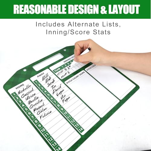 Magnetic Baseball Lineup Board, Baseball Clipboard for Coaches with Bag