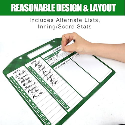 Magnetic Baseball Lineup Board, Baseball Clipboard for Coaches with Bag