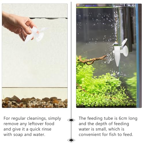 Cabilock 5pcs Mini Aquarium Feeder Tube with Suction Cup Automatic Shrimp Dropper Feeder for Small Fish Tank Breeding and Ornamental Fish