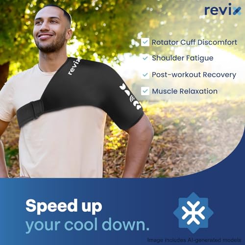 REVIX XL Shoulder Ice Pack Wrap for Rotator Cuff, Solid Gel Cold Sleeve - size: XL, style: Basic