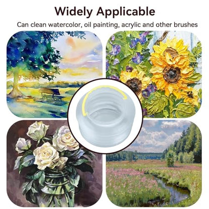 Paint Brush Washer, 3PCS Foldable Water Cup Watercolor Water Dispenser Watercolor Water Container Portable Paint Brush Holder Plastic Reusable Washing Bucket (M)