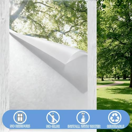 Decorative Static Cling Frosted Window Privacy Film - Anti-UV Heat Anti-Glare, Removable and Reusable Privacy Window Film for,Family,bathrooms,Offices,17.5 x 78.74Inch - size: 17.5inch x 78.74inch