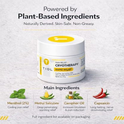 TIDL Cryotherapy Pain Relief Plant-Based Menthol Cream, 2-Pack 3 fl oz Each | Cooling Cream for Arthritis Joint Muscle Back Pain Relief Anti-Inflammatory Fast-Absorbing Full-Body Recovery - style: 6 Ounce