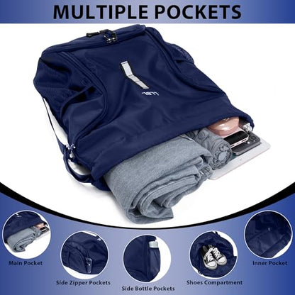 U・helper Drawstring Gym Backpack, Sports Cinch Sack, Swimming & Travel - color: Beige
