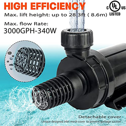 (PC3000,3000GPH) High Flow Submersible Water Pump-Home/Inline Water Pump-Submersible Pump-Water Transfer Pump-Aquarium Pump - size: PC3000
