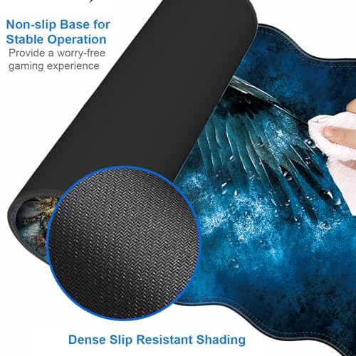 Large Gaming Mouse Pad, Keyboard Wrist Rest Pad & Wrist Support Mousepad Set, Stitched Edge, Extended, Non-Slip Base, Memory Foam Desk Mat for Office, Home,American Flag Bald Eagle - color: American Flag Bald Eagle