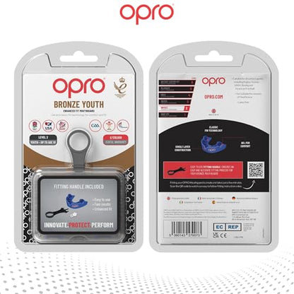 OPRO Bronze Level Youth Moldable Mouth Guard, Essential Fit, Blue - color: Blue, size: Youth