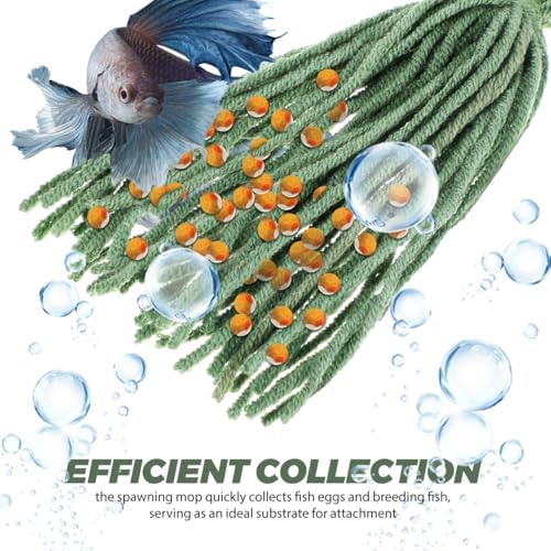 SOIMISS 10 Pcs Spawning Mops for Fish Breeding, Floating Egg Laying Mop with Floats, Soft Yarn Aquarium Hideout for Fry Protection Medaka Shrimp - color: Olive Green