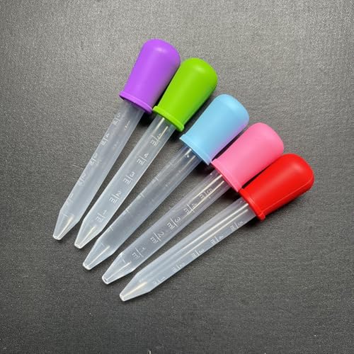 GSHLLO 10 Pcs 5ml Silicone Liquid Droppers Small Plastic Eye Droppers Clear Transfer Pipette Droppers Watercolor Painting Dropper Graduated Dropper Pipettes with Bulb Tip for Plant