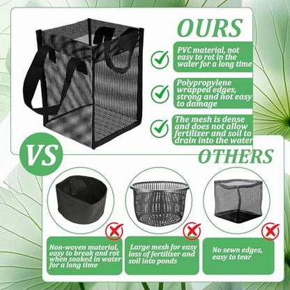 6PCS Mesh Aquatic Pond Plant Baskets, 1Gallon Pond Planting Bags Reusable Aquatics Planter Pot Water Lily Growing Container with Handles for Lotus Bog Plant Garden Terrestrial Plants, 5.9x5.9x7.9 Inch - color: Black-square, size: 5.9x5.9x7.9 Inch 6PCS