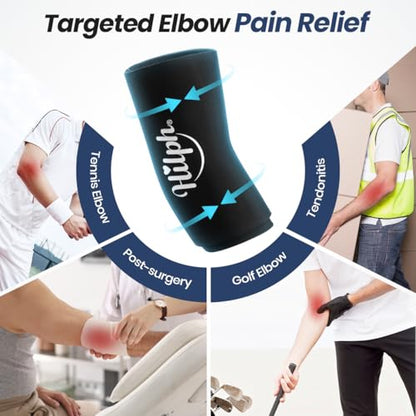 Hilph Elbow Ice Sleeve Arm Ice Packs for Injuries Reusable, Flexible Gel Cold Compression Sleeve for Tennis Elbow, Golfers, Tendinitis Pain Relief, Small, Black - size: Small, style: Black