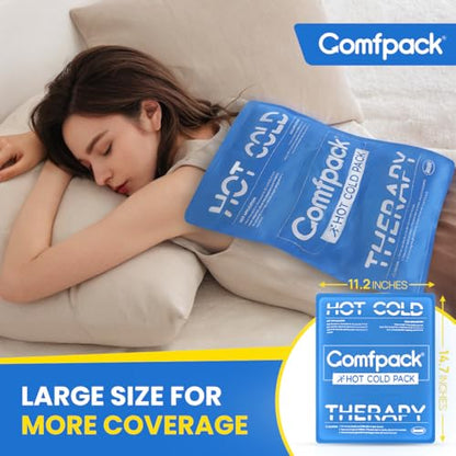 Soft Ice Packs for Injuries Reusable, Double Side Hot Cold Therapy | Gel Ice Packs for Injuries, Headaches, Muscle Pain Relief, Long-Lasting Ice Pack for Knee, Shoulder, Ankle, Leg, Neck - size: 11.2×14.7 Inch