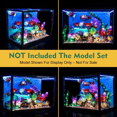 LocoLee Light kit Compatible with Lego 10366 Tropical Aquarium - No Model Only Light, Touch Dimmer Switch Lighting Accessories for Lego Icons Aquarium 10366 Fish Tank (Standard Version)
