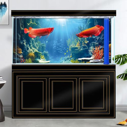 48X18IN Blue Sea Floor Aquarium Background, Natural Underwater World 3D Effect Fish Tank Decorations Background, Art Terrarium Background with 8 EVA Double-Sided Tape
