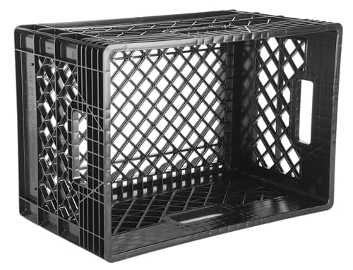 Hudson Exchange 19 x 13 x 11" (24 Quart, 3 Pack) Mesh Commercial Grade Milk Crate Handled Storage Container Tote, Black