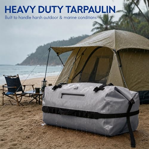 Haimont IPX7 Waterproof Roll-Top Dry Duffel Backpack Bag - color: Light Gray, size: 90L